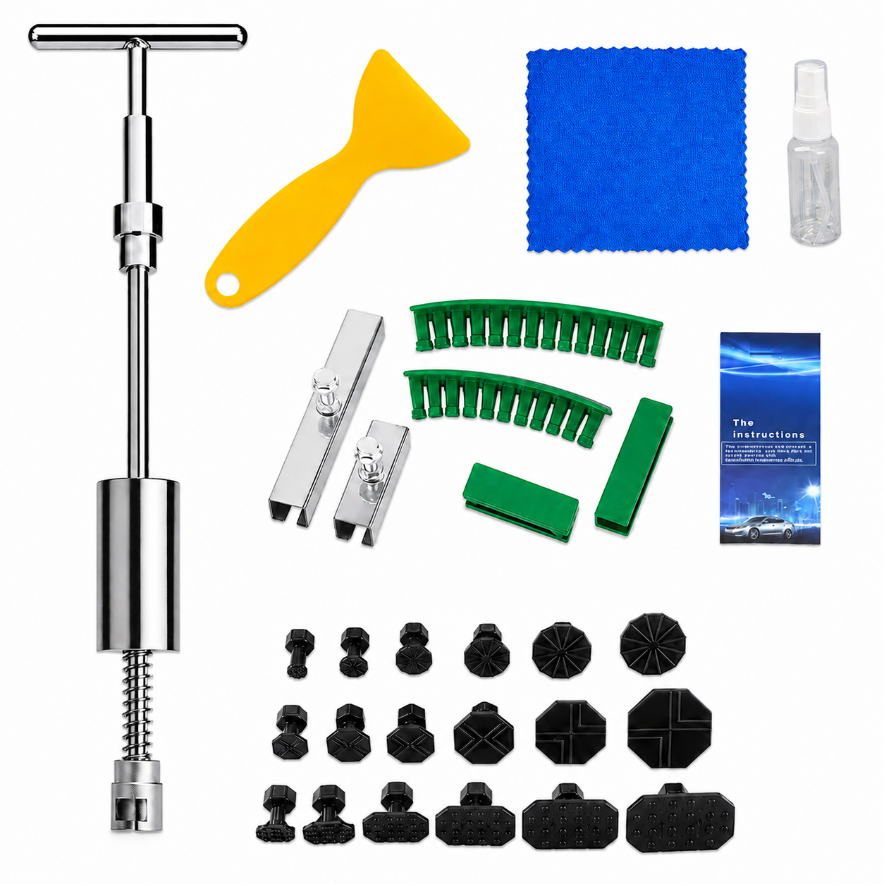 Dent Puller Rod Kit with Glue Tabs & 6Pcs Puller Bars Set